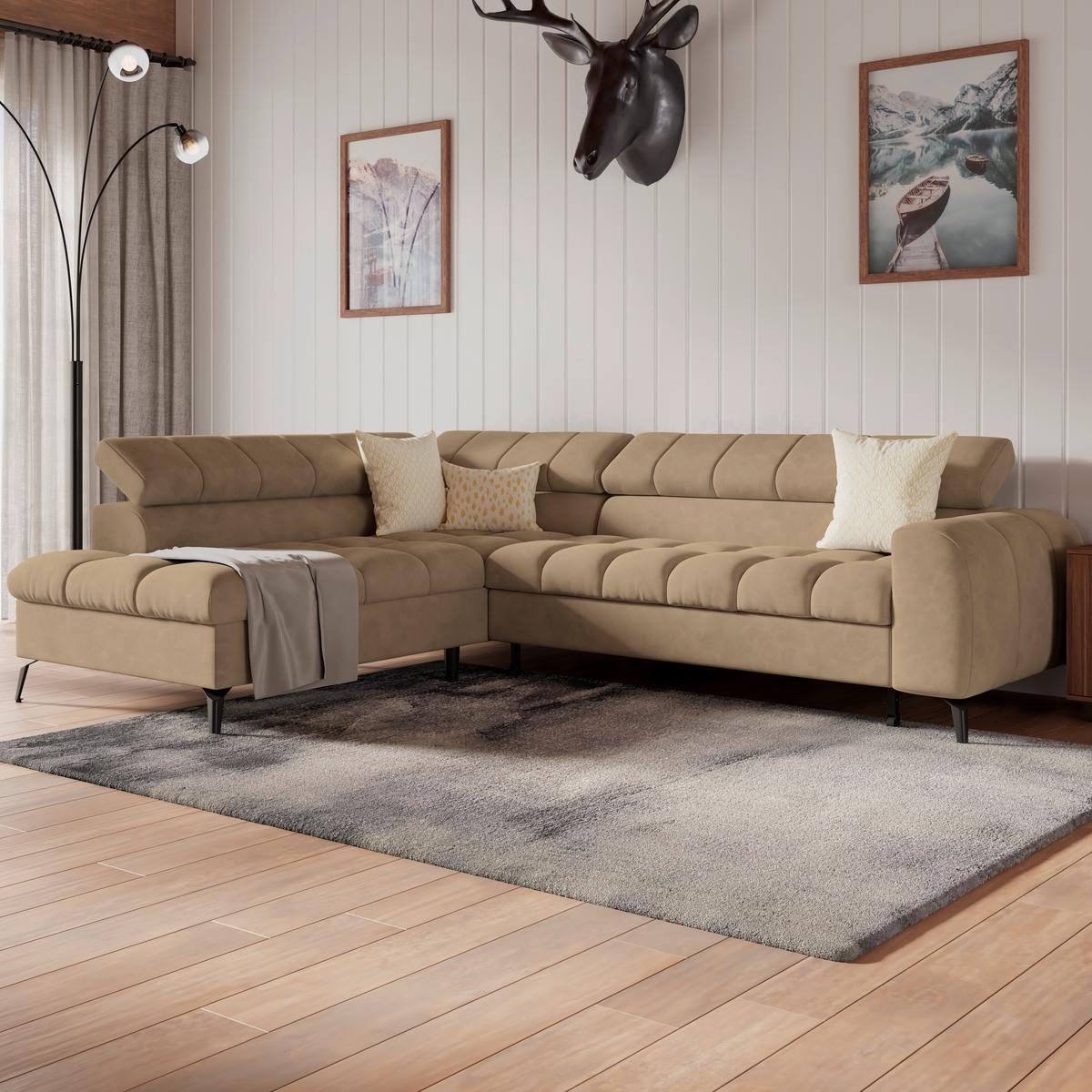Kutna Garnitura Volf - smeđa/crna, Trend, tekstil/metal (203/261cm)