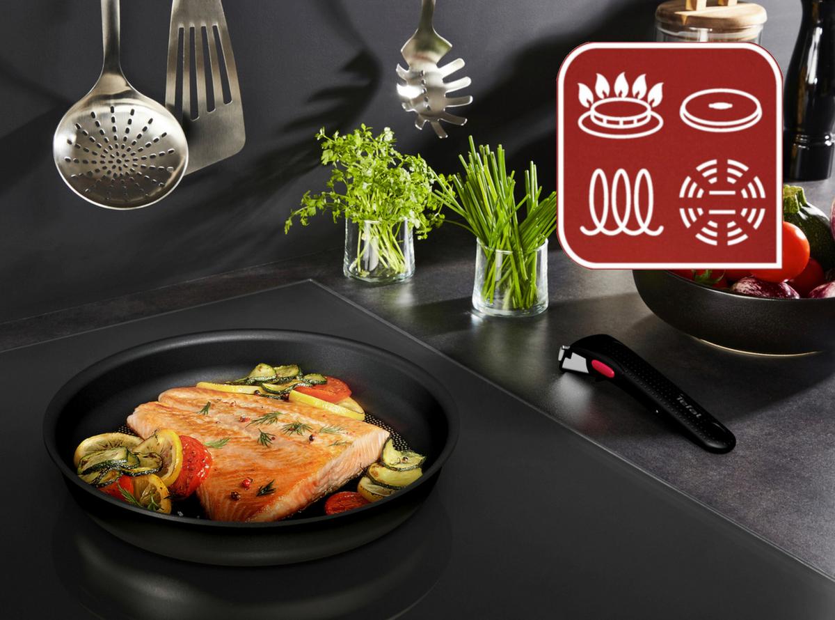 ZESTAW PATELNI L76495 TEFAL - ciemnoszary, Basics, metal - Tefal