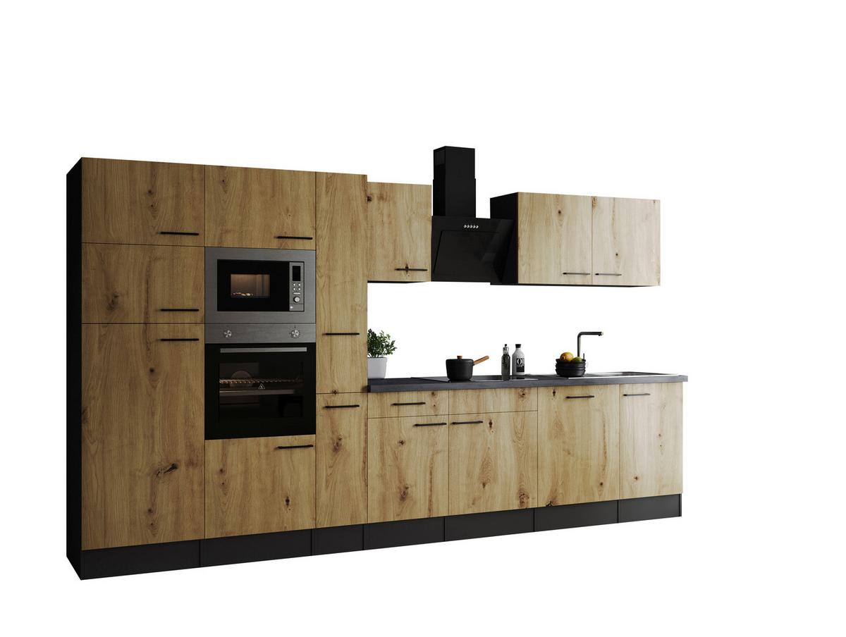 Kuhinjski Blok Z Aparati Oliver, 370cm - črna/siva, Design, kovina/leseni material (370cm) - Respekta