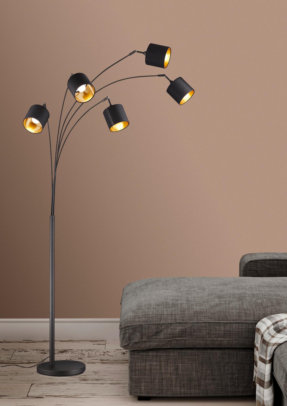 LAMPA ŁUKOWA R46330579 TOMMY - czarny/kolor złoty, Lifestyle, metal/tkanina (71,5/200cm)