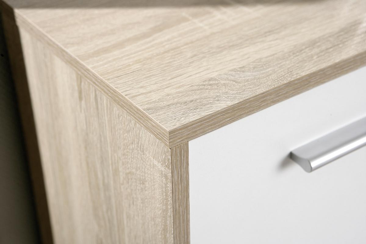 Kommode Eboli Weiß/Eiche - Weiß/Sonoma Eiche, Basics, Holzwerkstoff/Kunststoff (77/77/30cm) - MID.YOU