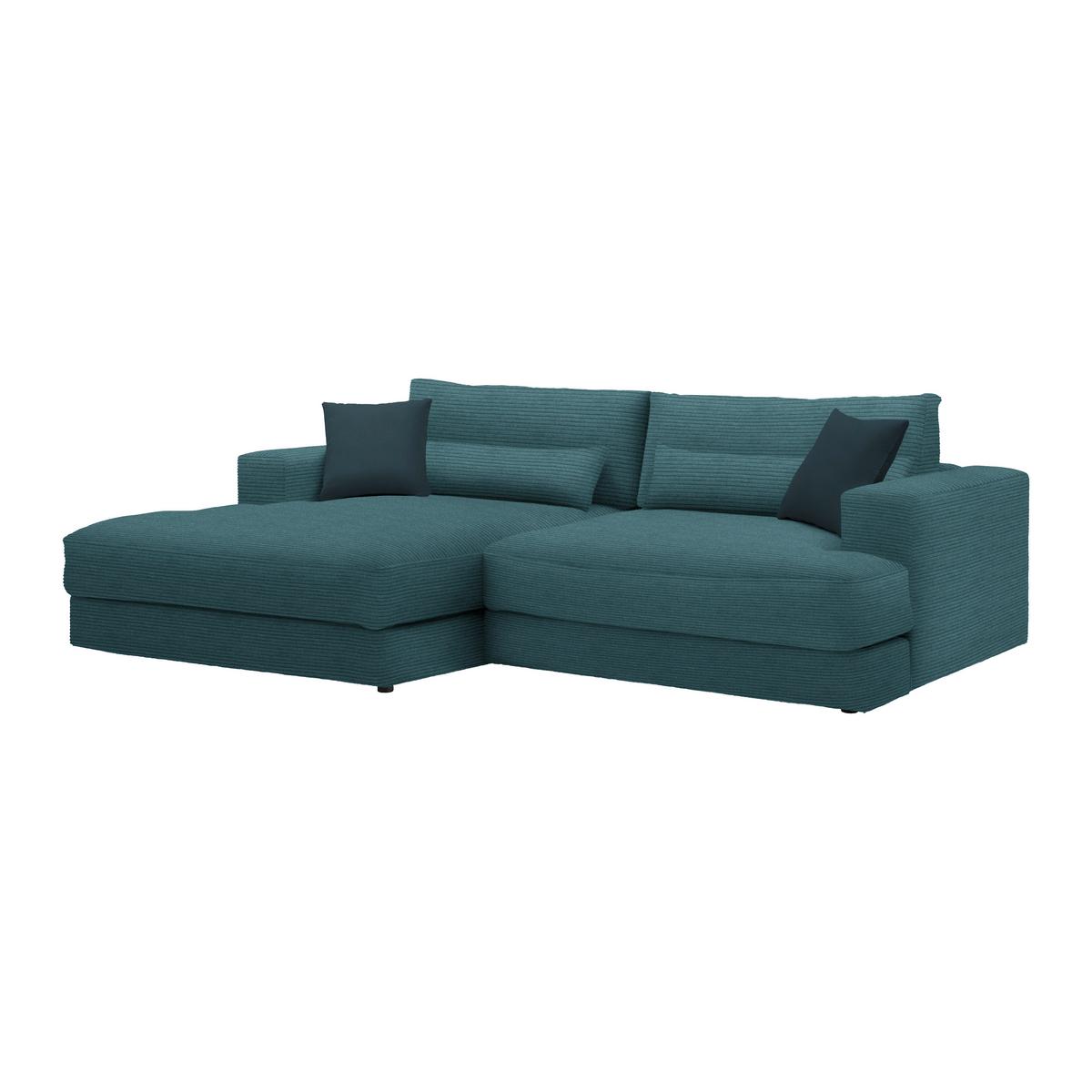 Ecksofa Fabiona links Petrol - Schwarz, MODERN, Holz/Kunststoff (194/85/268cm) - Premium Living