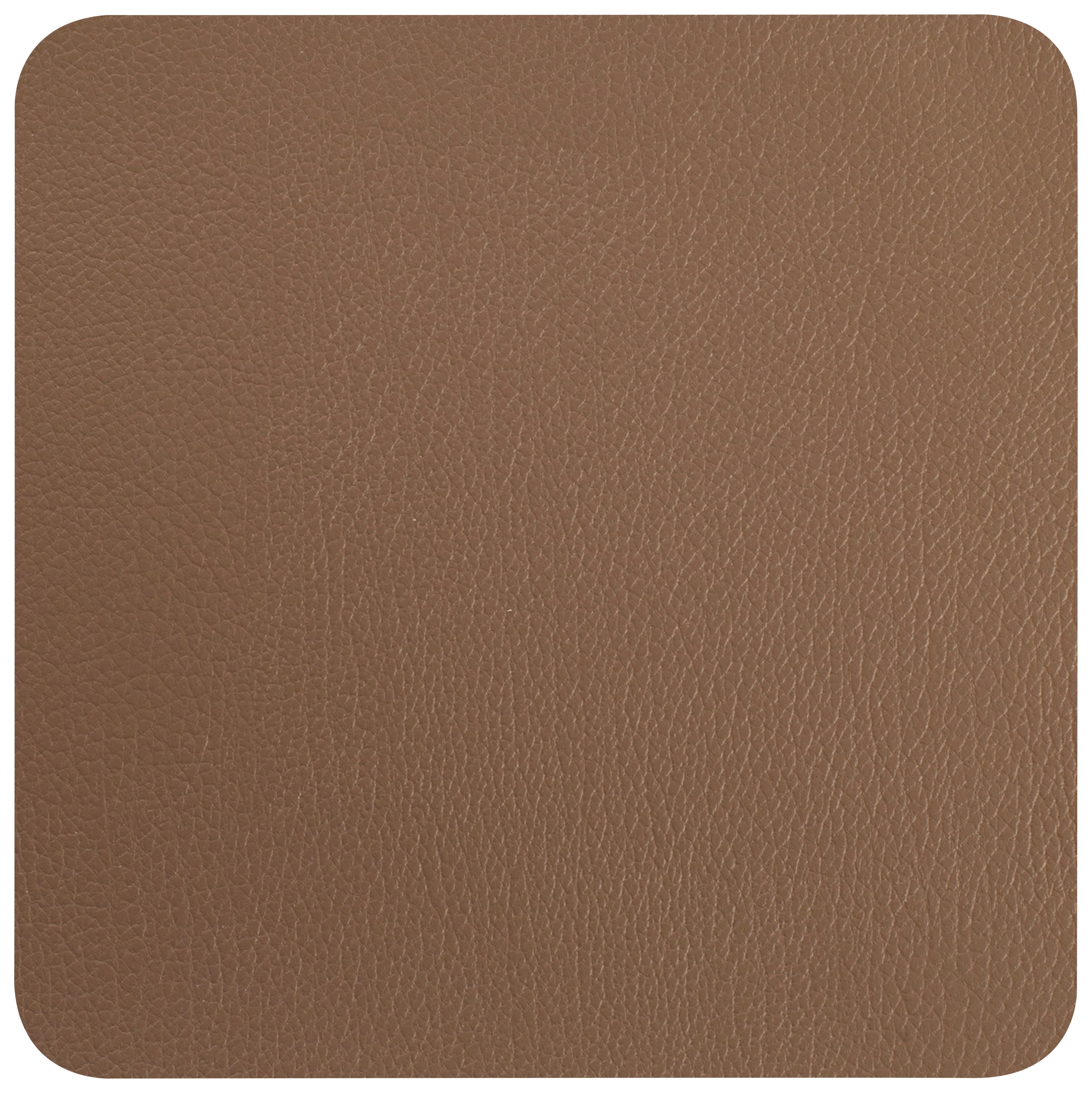 Untersetzer Jette aus Leder in Braun - Braun, Leder (10/10cm) - Premium Living