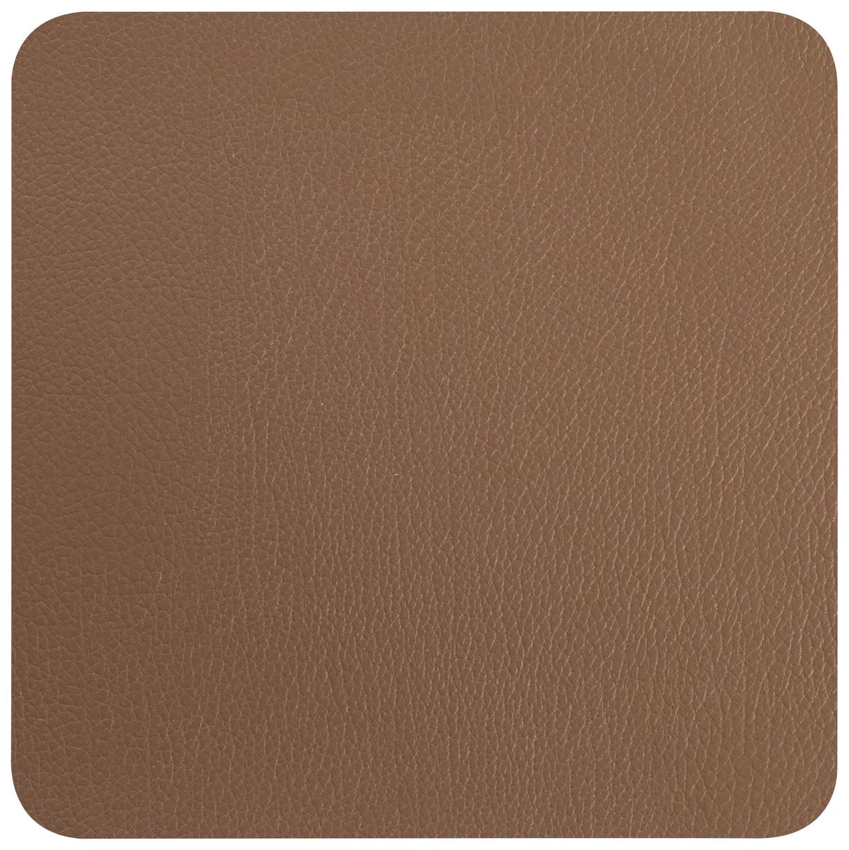 Untersetzer Jette aus Leder in Braun - Braun, Leder (10/10cm) - Premium Living