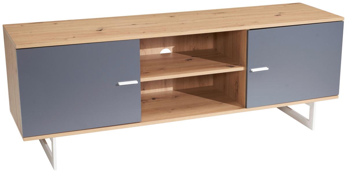 Nizka Omarica Wl6.824 - srebrne barve/siva, Design, kovina/leseni material (150/55/40cm) - Livetastic