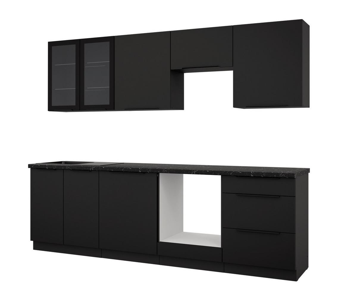 Blok Kuhinja Siena - crna, Moderno, staklo/drvni materijal (260/210/60cm) - Modern Living