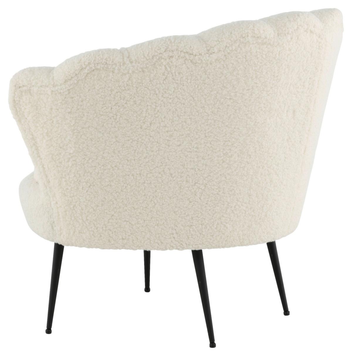 Sessel Calais Teddystoff ca. 83x76 cm Weiß - Schwarz/Weiß, Design, Textil/Metall (83/76/77cm) - Livetastic