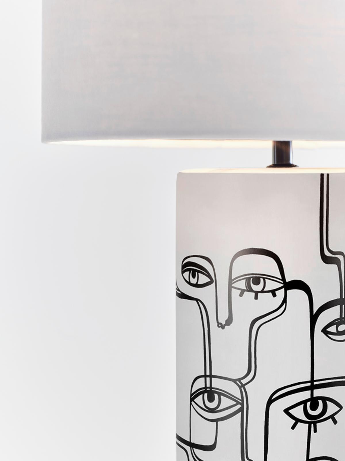 Tischleuchte Family max. 40 Watt - Schwarz/Weiß, Basics, Keramik/Textil (34/34/61,5cm) - Markslöjd