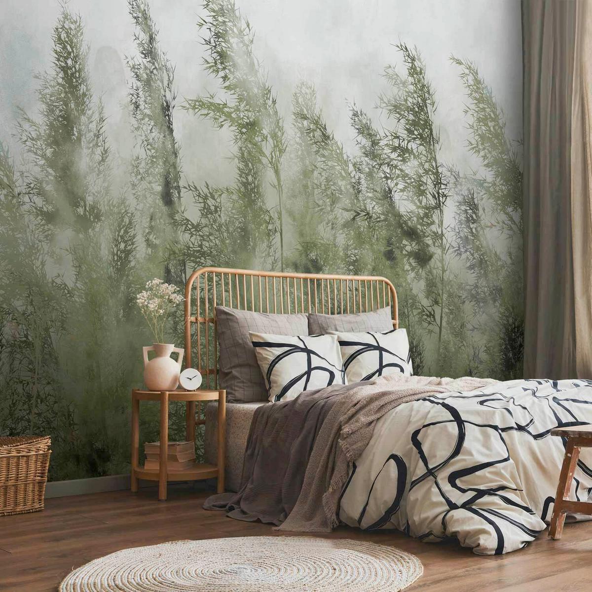 Fototapeta Tall Grasses, 250x175cm - sivobela/žajbljevo zelena, Trendi, tekstil (250/175cm) - artgeist