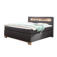 Boxspringbett Anthrazit 140x200cm - Eichefarben/Anthrazit, KONVENTIONELL, Holzwerkstoff/Textil (150/115/210cm) - Premium Living