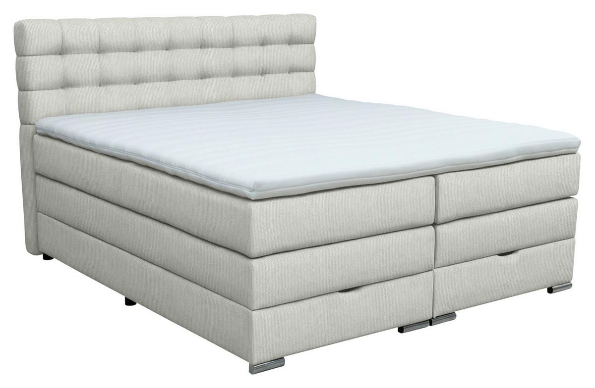 Boxspringbett London Grau ca. 160x200cm - Chromfarben/Grau, MODERN, Holz/Holzwerkstoff (160/200cm) - Premium Living