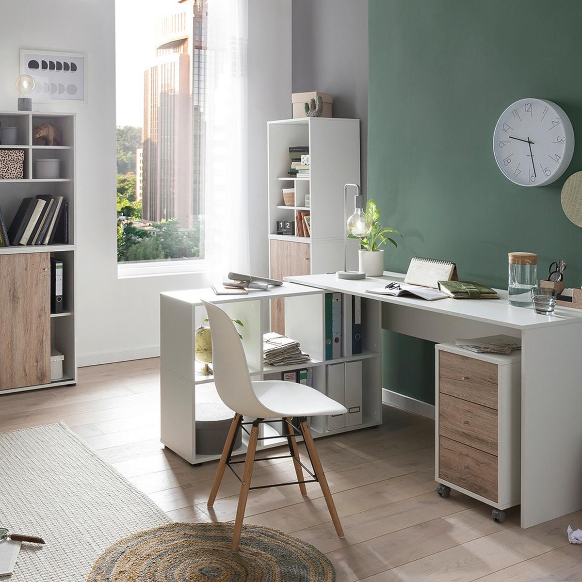 Aktenschrank U 510 T Weiß W.eiche ca.50,9x83,6x41cm - Wildeiche/Weiß, MODERN, Holzwerkstoff (50,9/83,6/41cm) - MID.YOU