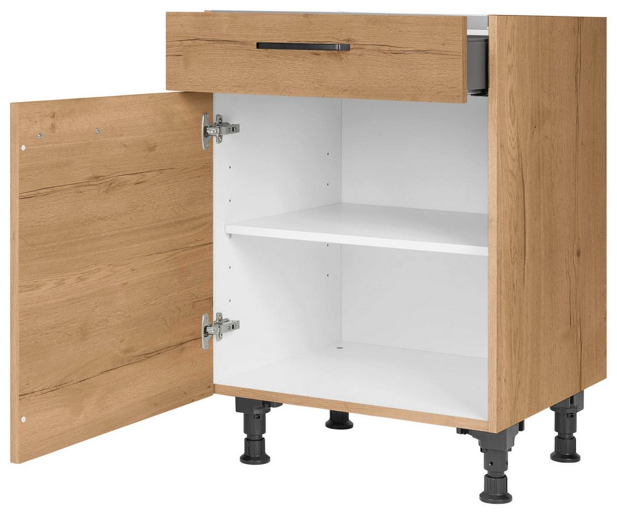 Kochfeldumbauschrank Structura Eiche - Eichefarben/Schwarz, MODERN, Holzwerkstoff/Metall (60/87/56cm) - Nobilia