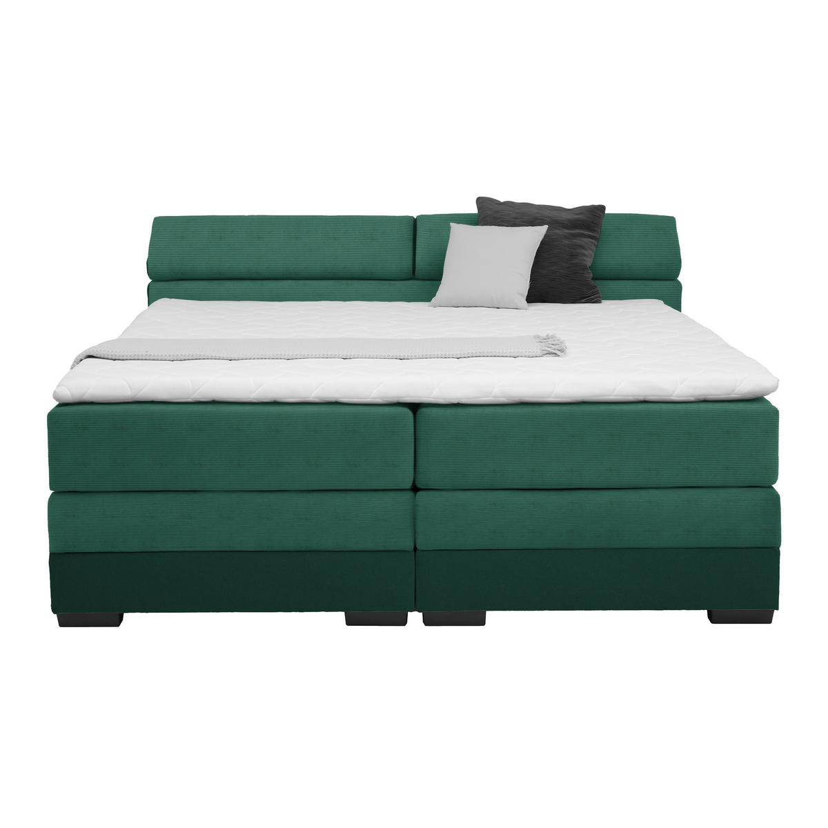 Boxspring Krevet Sevilla - tamno zelena/crna, Konvencionalno, drvo/tekstil (160/200cm) - Premium Living