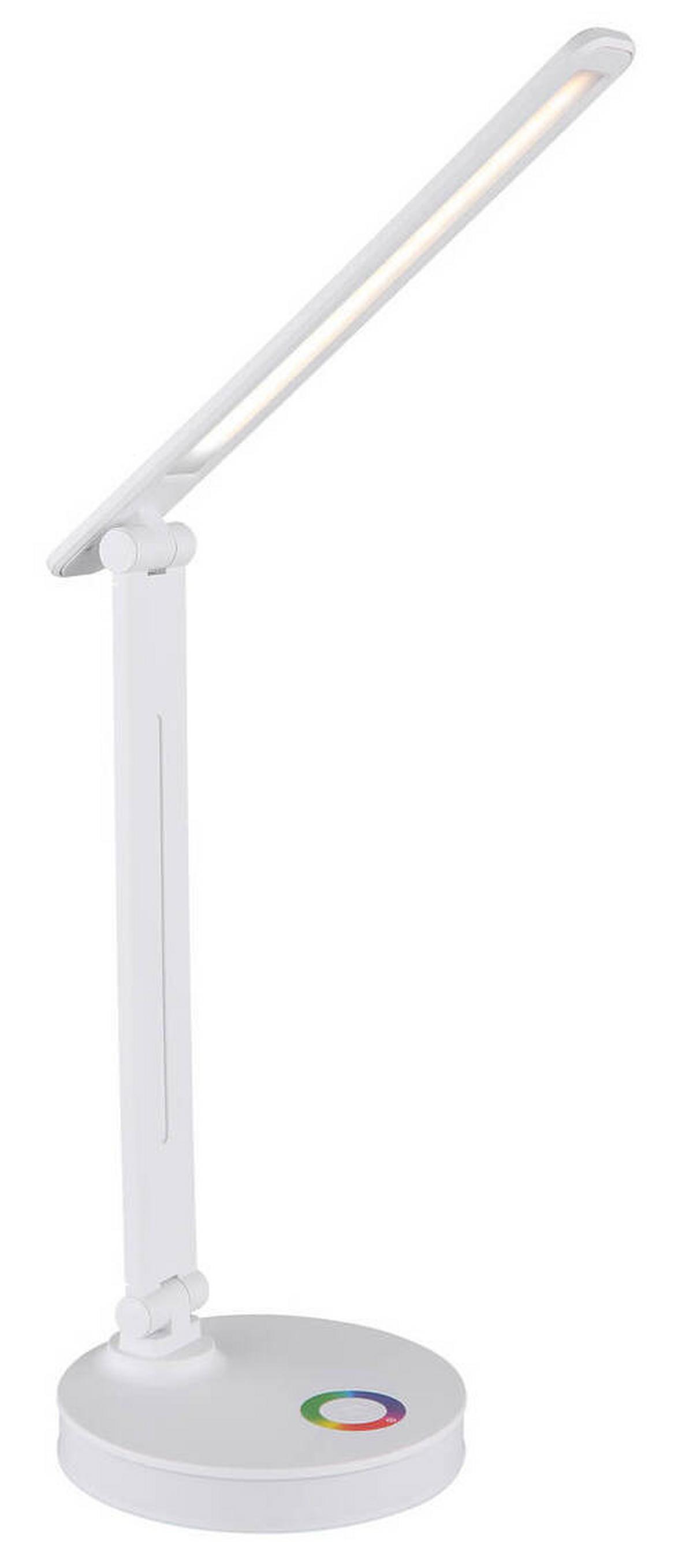 Namizna Led-svetilka Geraldo, S Sijalko - bela/opal, Design, umetna masa (28/15/50cm) - Globo