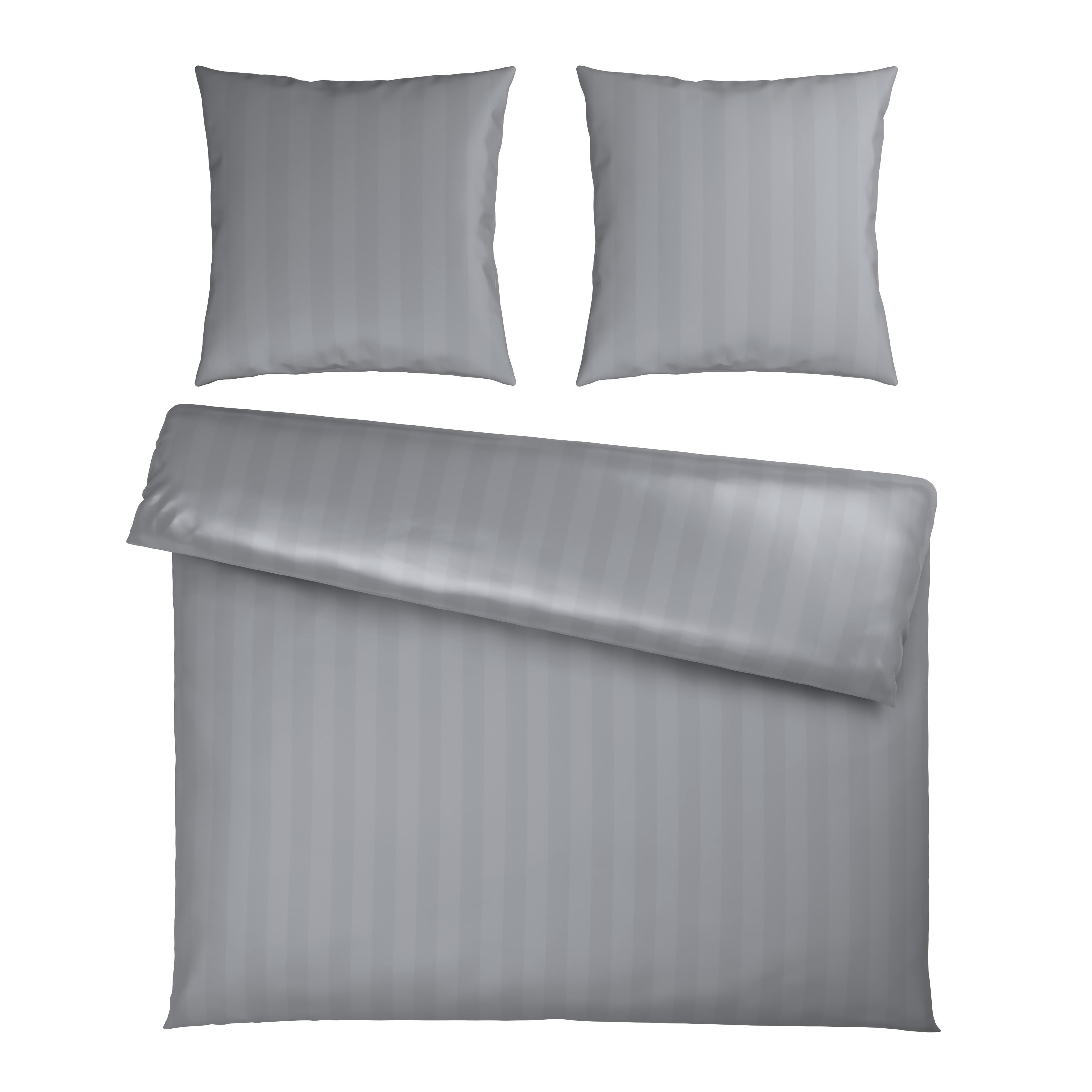 Bettwäsche Xenia Streif XXL Silberfarben ca. 200x200cm - Silberfarben, MODERN, Textil (200/200cm) - Premium Living