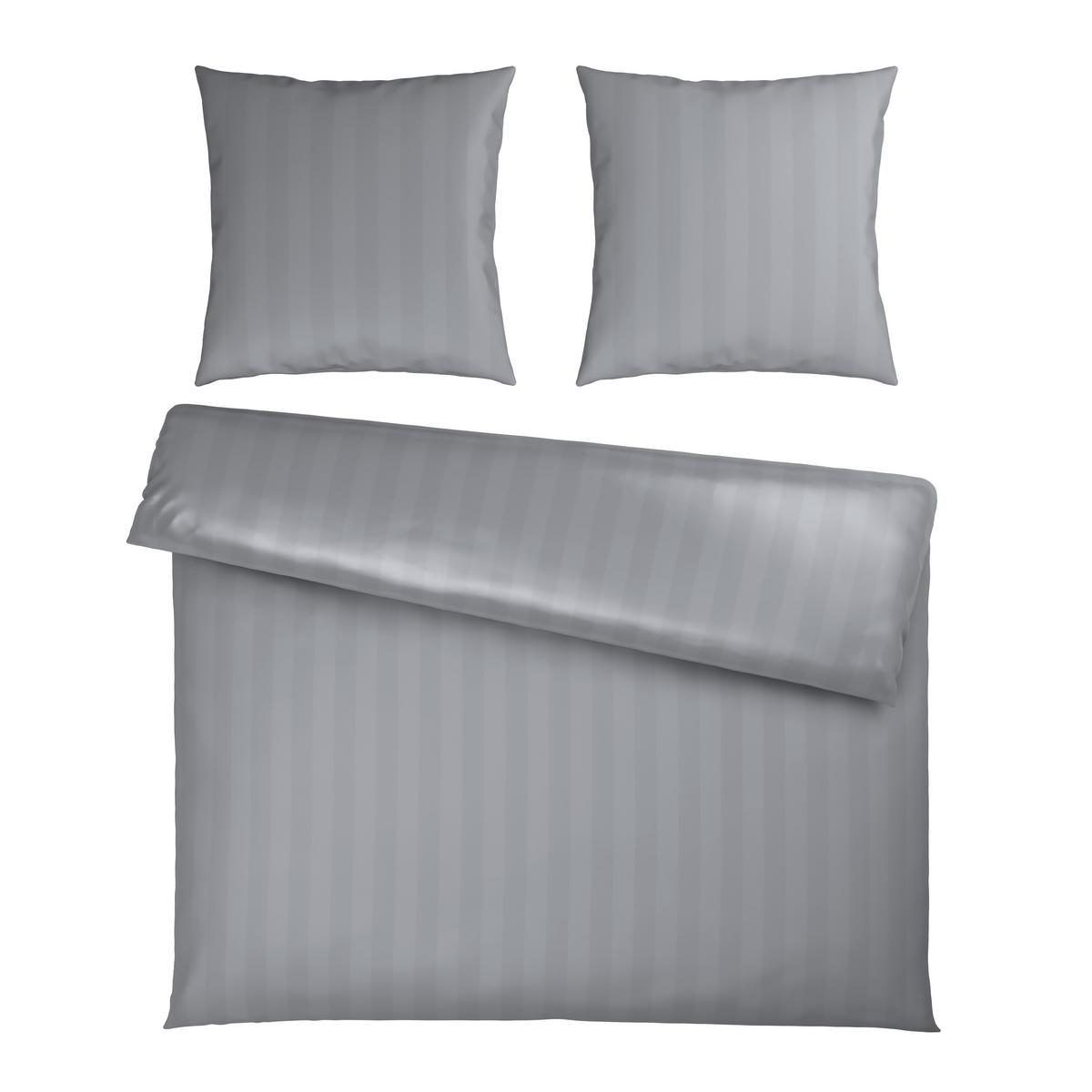 Bettwäsche Xenia Streif XXL Silberfarben ca. 200x200cm - Silberfarben, MODERN, Textil (200/200cm) - Premium Living