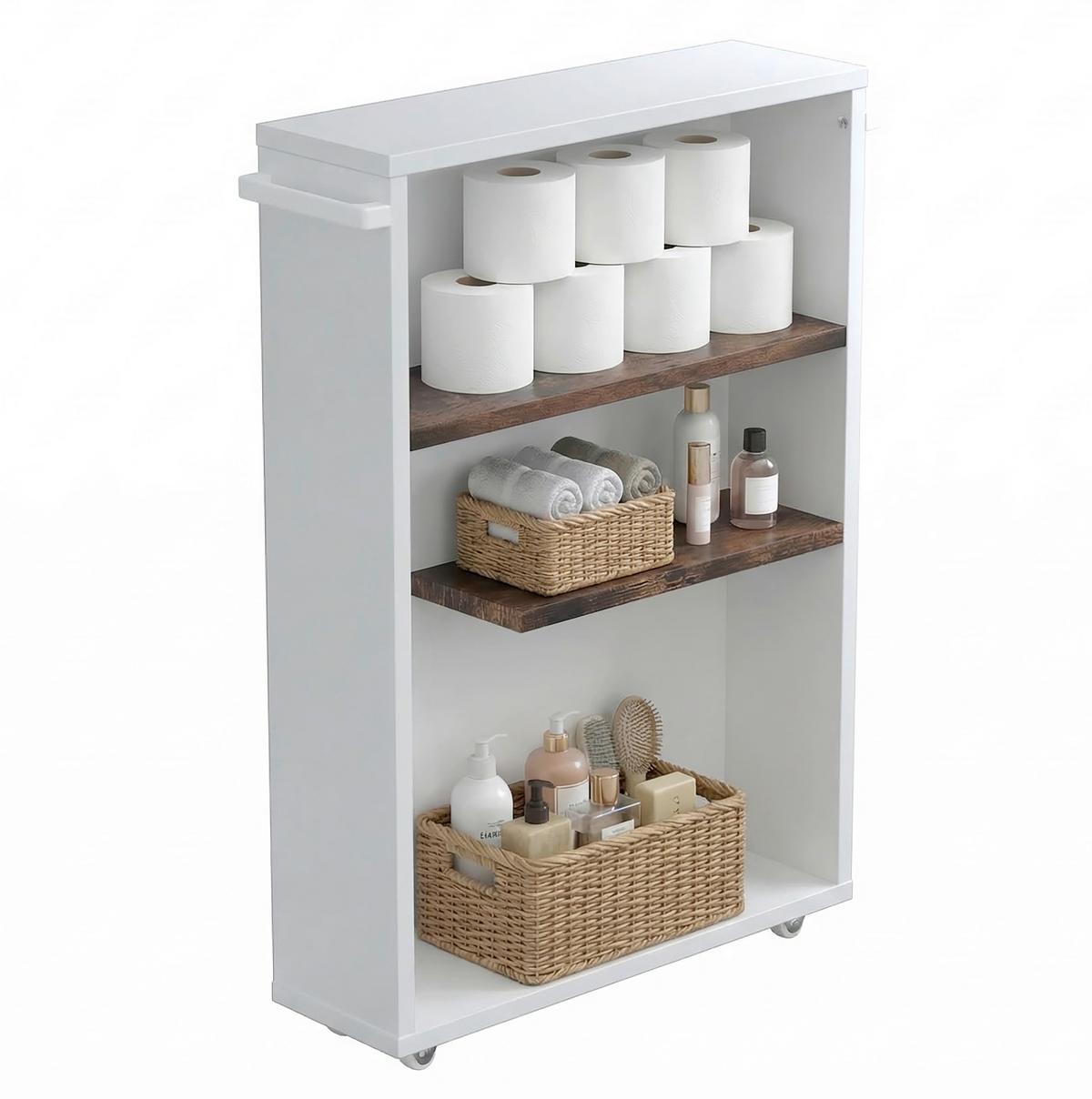 Midischrank Nilari - Weiss/Eichefarben, Trend, Holzwerkstoff/Kunststoff (20/61/45cm) - MID.YOU