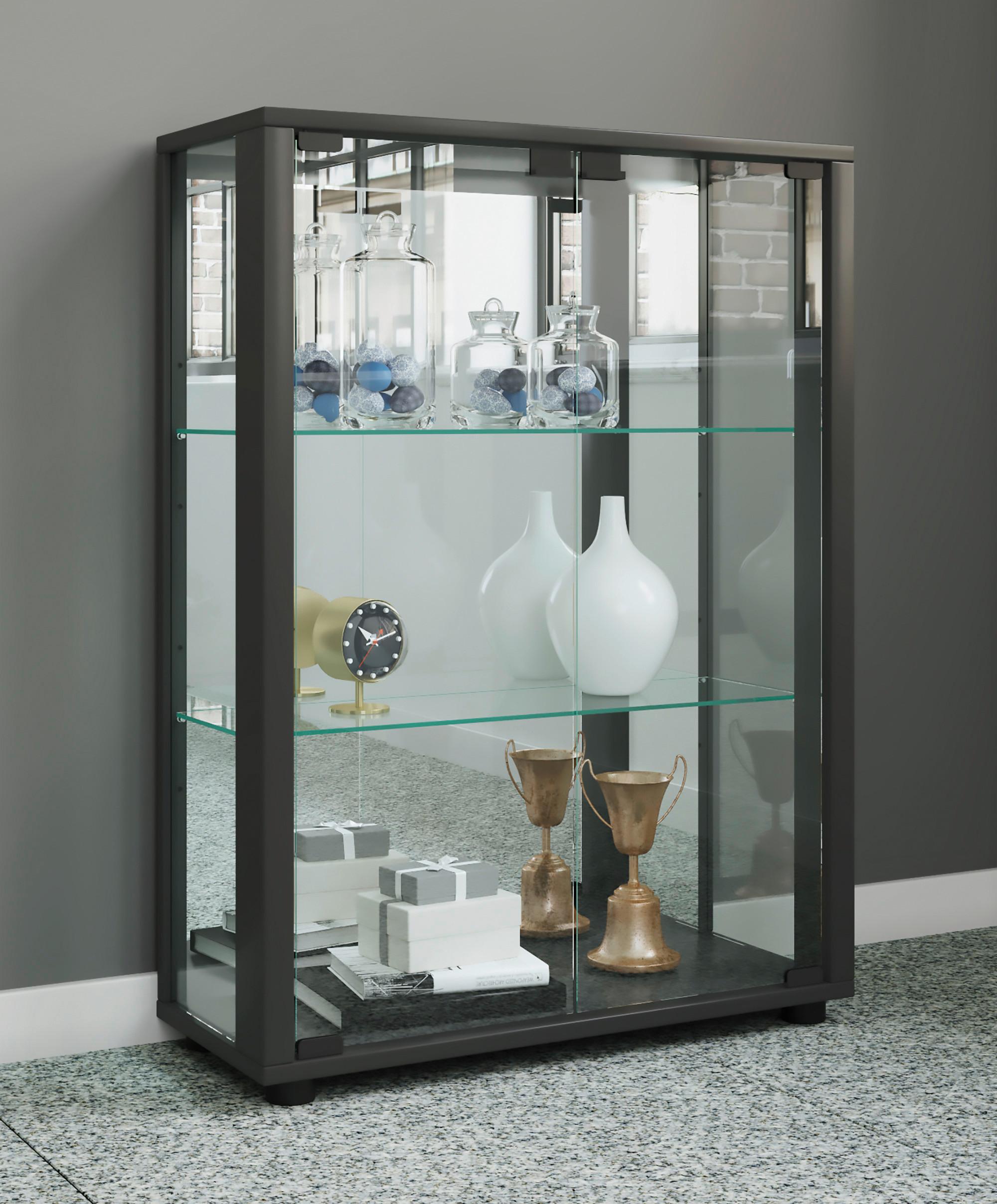 Vitrine Sintalo ca. 60x80 cm Schwarz - Schwarz, MODERN, Glas/Holzwerkstoff (60/80/25cm) - MID.YOU