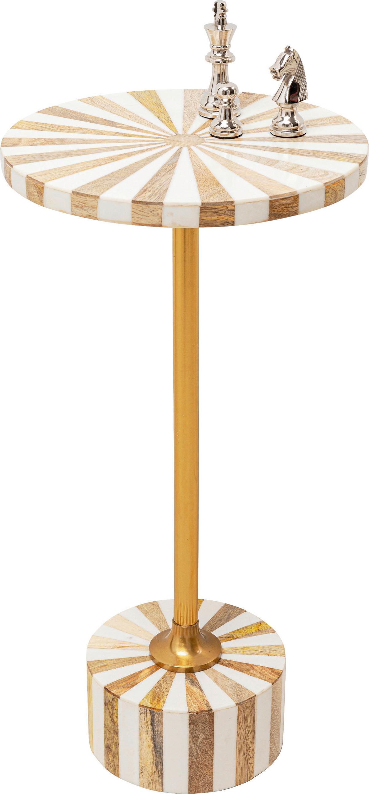 STOLIK BOCZNY DOMERO CIRQUE - biały/kolor złoty, Design, materiał drewnopochodny/tworzywo sztuczne (25/25/50cm) - Kare-Design