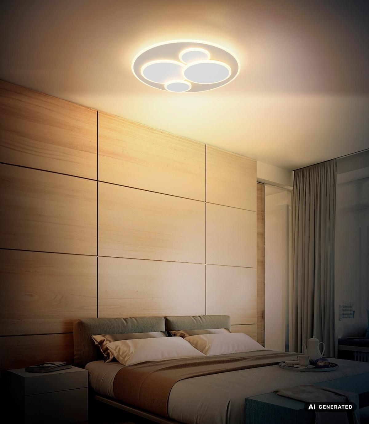 LED-Deckenleuchte Roland Weiß/Sandfarben max. 40 Watt - Sandfarben/Weiß, MODERN, Kunststoff/Metall (49/49/5,5cm) - Mömax