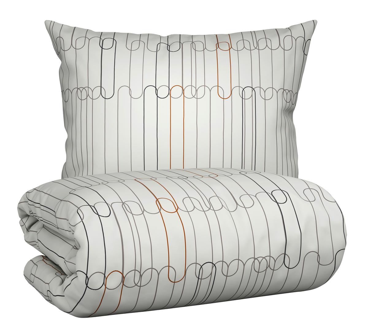 BETTWÄSCHESET CHAINS - Weiss/Cognac, Konventionell, Textil (160/210cm) - Modern Living