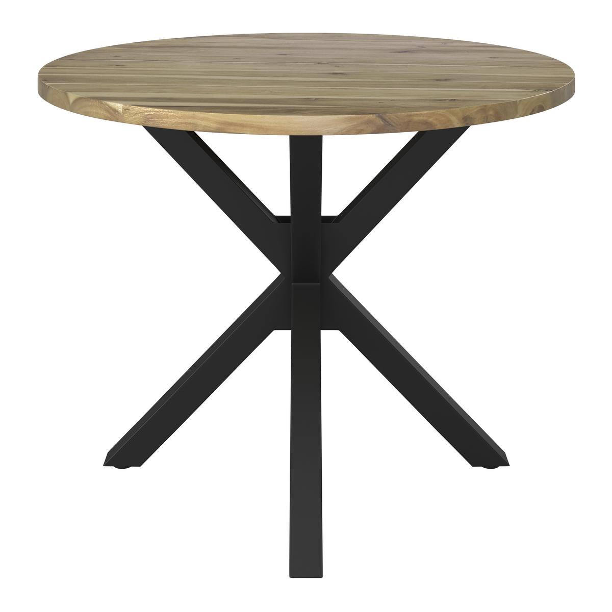 Esstisch rund Gemma Akazie massiv Ø ca. 100 cm - Schwarz/Akaziefarben, MODERN, Holz/Metall (100/76cm) - Bessagi Home