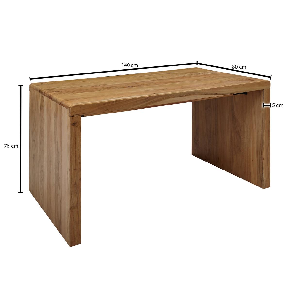 Pisalna Miza Boha, Pravi Les, 140x80cm - barve akacije, Design, les (140/80/76cm) - MID.YOU
