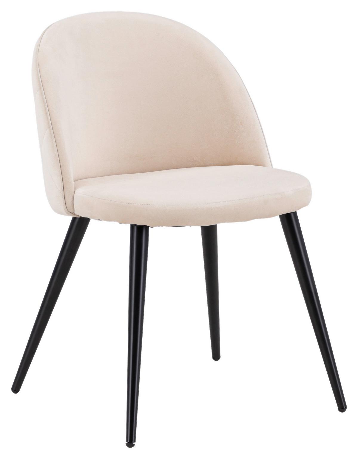 STUHL-SET VELVET - Beige/Schwarz, Design, Textil/Metall (50/76,5/57cm) - Livetastic