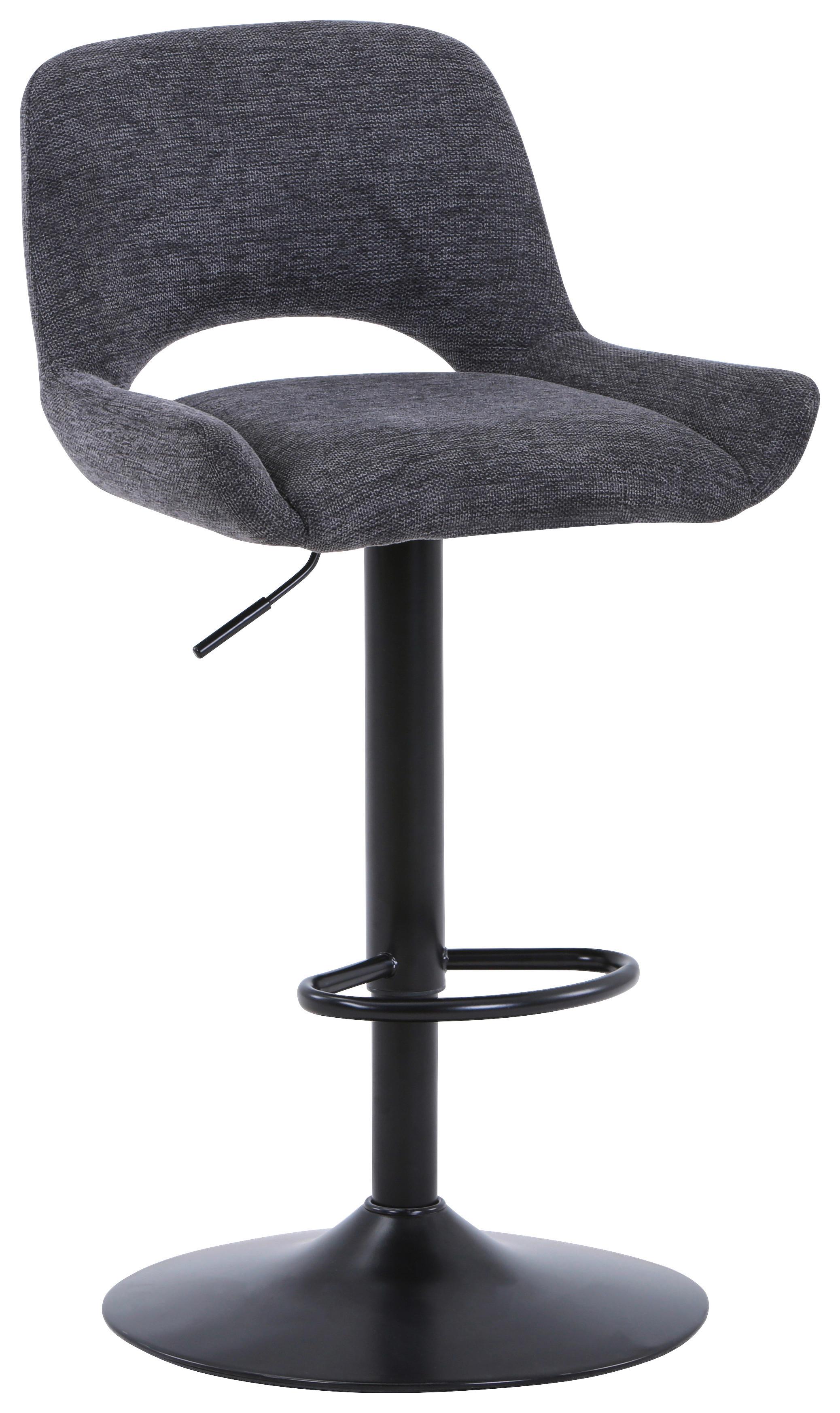 STOŁEK BAROWY CHOW - czarny/szary, Design, metal/tkanina (49/86.5-108.5/53cm) - Novel