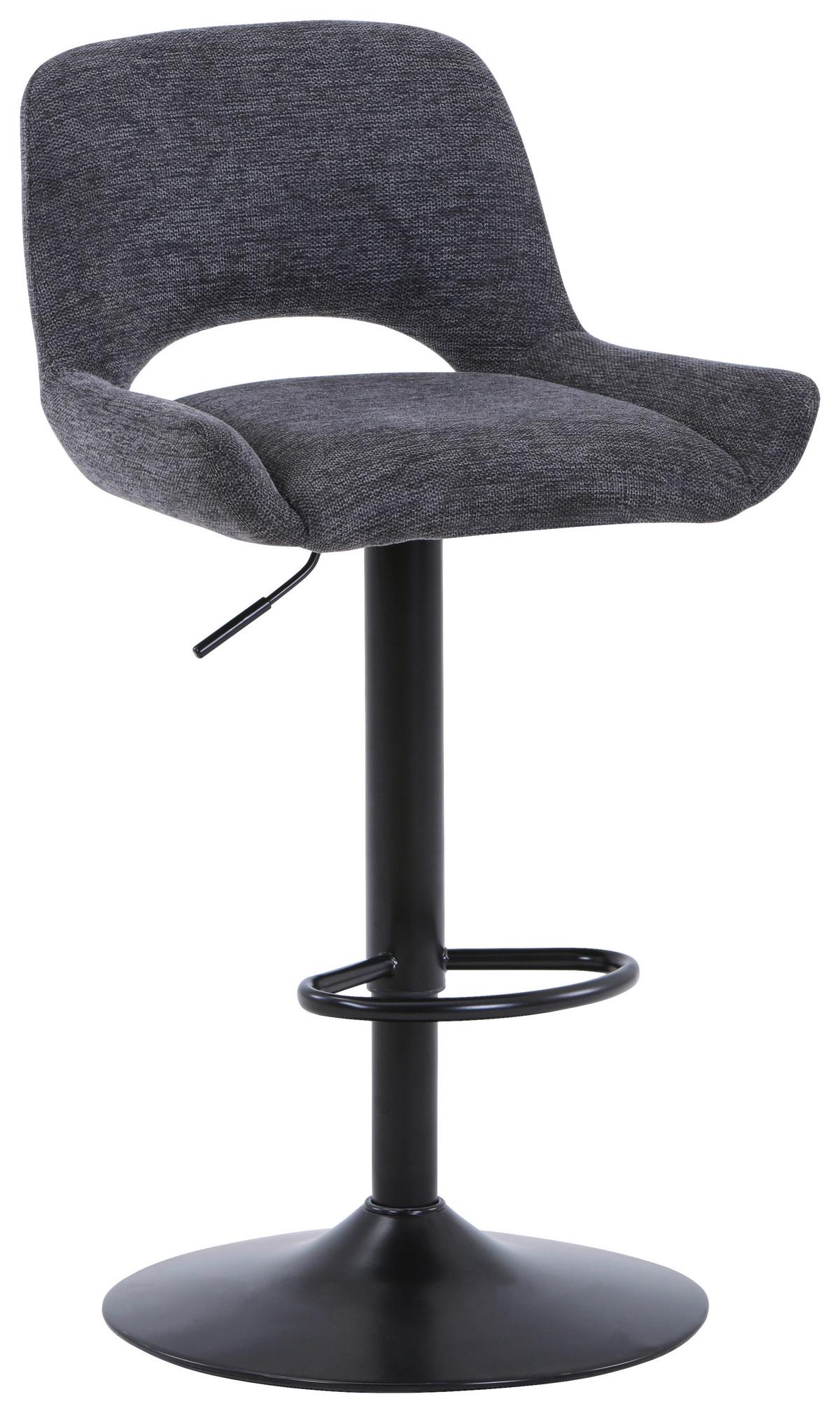 STOŁEK BAROWY CHOW - czarny/szary, Design, metal/tkanina (49/86.5-108.5/53cm) - Novel