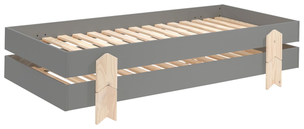Stapelbett Modulo Grau - Grau/Kieferfarben, MODERN, Holz/Holzwerkstoff (90/200cm) - Vipack