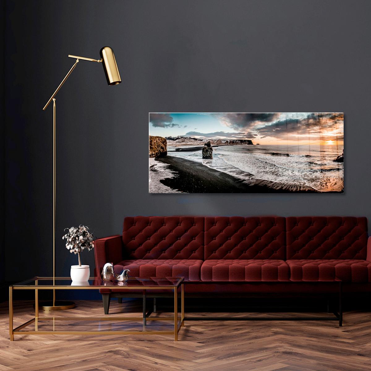 Glasbild Multicolor ca. 125x50cm - Multicolor, Basics, Glas/Papier (125/50cm)