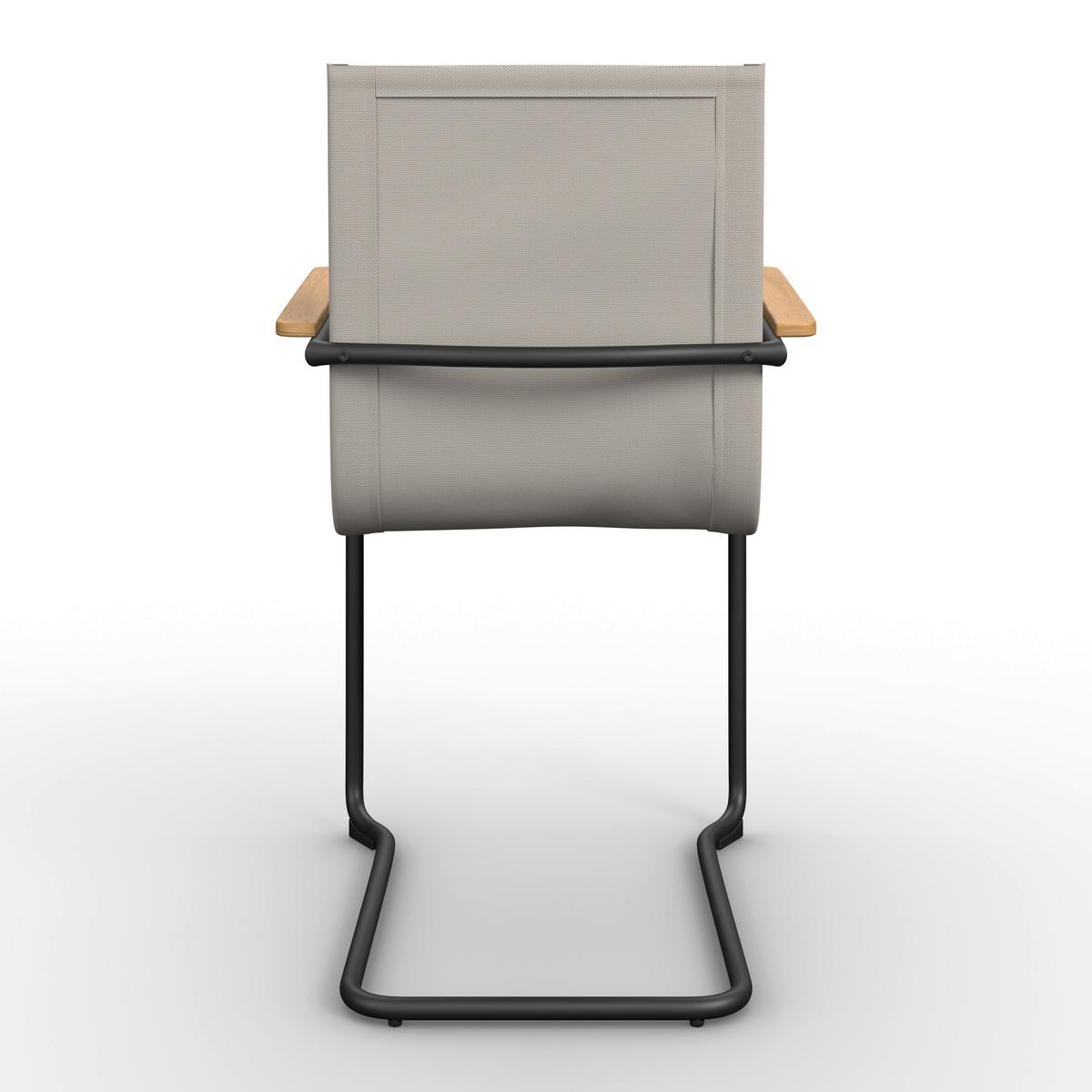 Gartensessel-Set 2-er Daisy Hellgrau aus Textilene/Metall - Hellgrau/Schwarz, MODERN, Holz/Textil (55,5/95/55cm) - Bessagi Garden