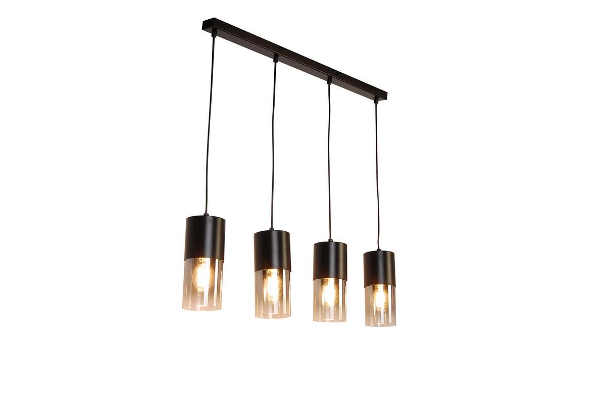 Hängeleuchte Monaco Graubraun max. 160 Watt - Graubraun, Trend, Glas/Metall (80,5/10/150cm) - Novel