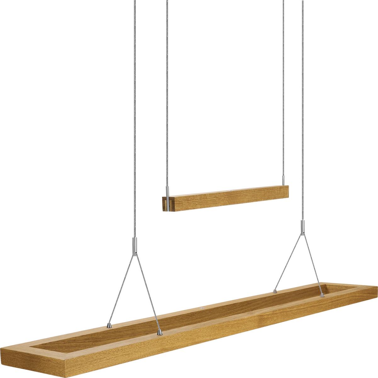 LAMPA WISZĄCA LED 14280UD  AMALIA - kolor dębowy/kolor srebrny, Natur, metal/drewno (122/19,5/95-160cm)