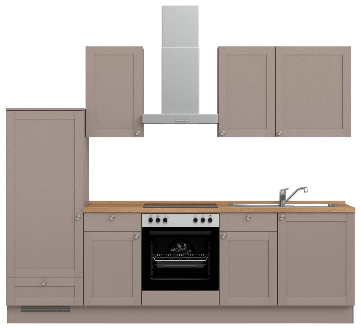 Küchenleerblock Frame Low o. Geräte Beigebraun - Edelstahlfarben/Eichefarben, MODERN, Holzwerkstoff/Metall (270cm) - Nobilia