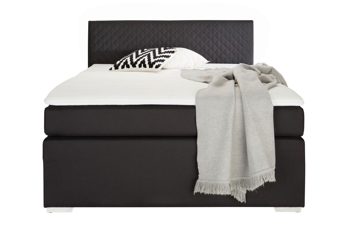 Boxspringbett Mali New in Schwarz ca. 140x200cm - Chromfarben/Schwarz, KONVENTIONELL, Kunststoff/Textil (140/200cm) - Based