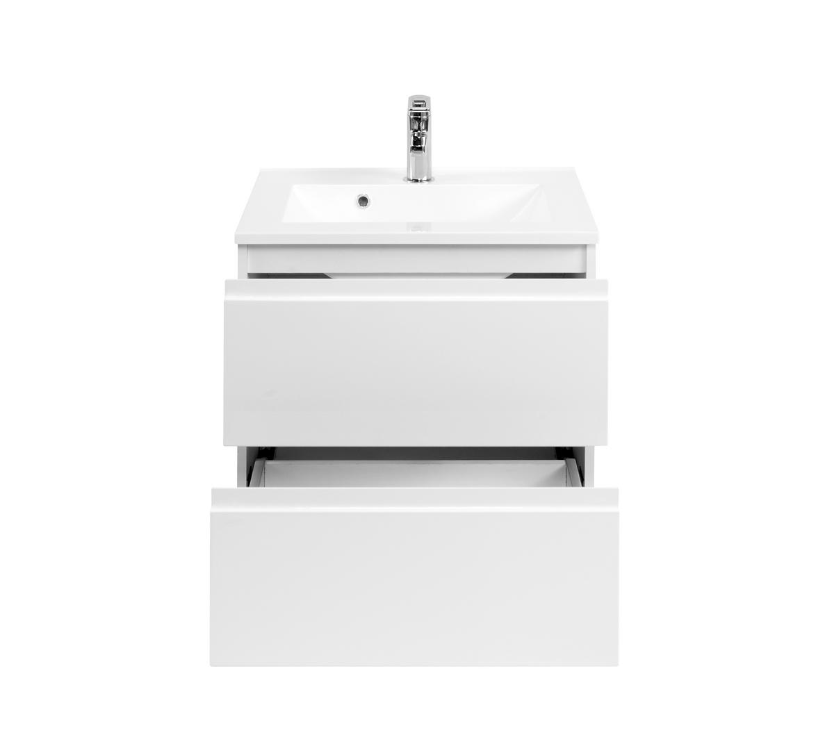 Badezimmer Cardiff ca. 60 cm Weiß mit LED - Weiß, Design, Holzwerkstoff (60cm) - Held