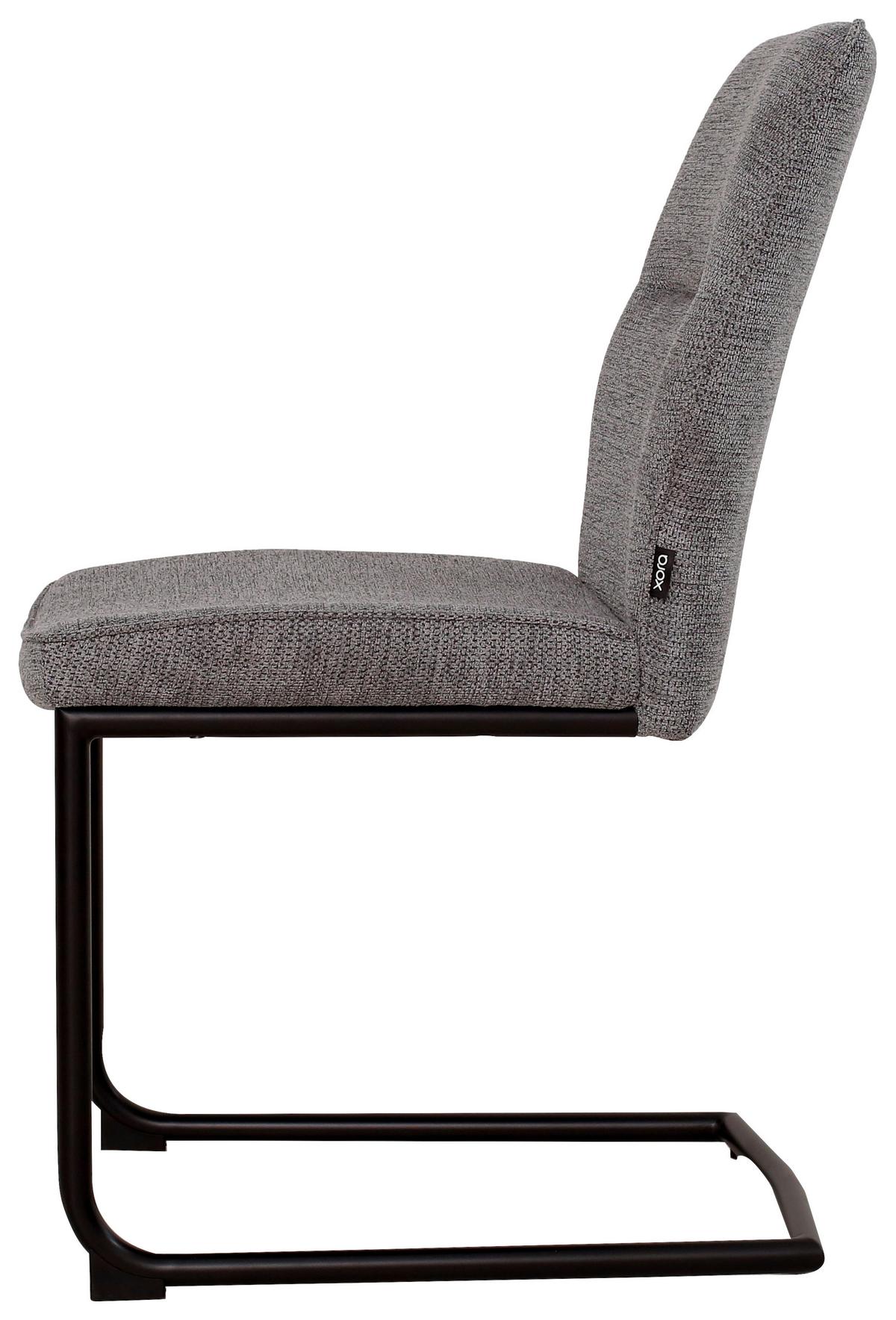 KRZESŁO NA PŁOZIE SALLY - czarny/szary, Design, metal/tkanina (45/91/62cm) - Xora