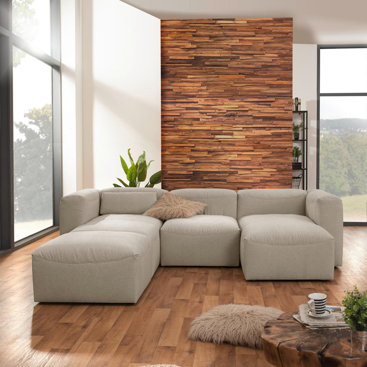 WOHNLANDSCHAFT LENA - Creme, Design, Kunststoff/Textil (235/275/160cm) - Max Winzer