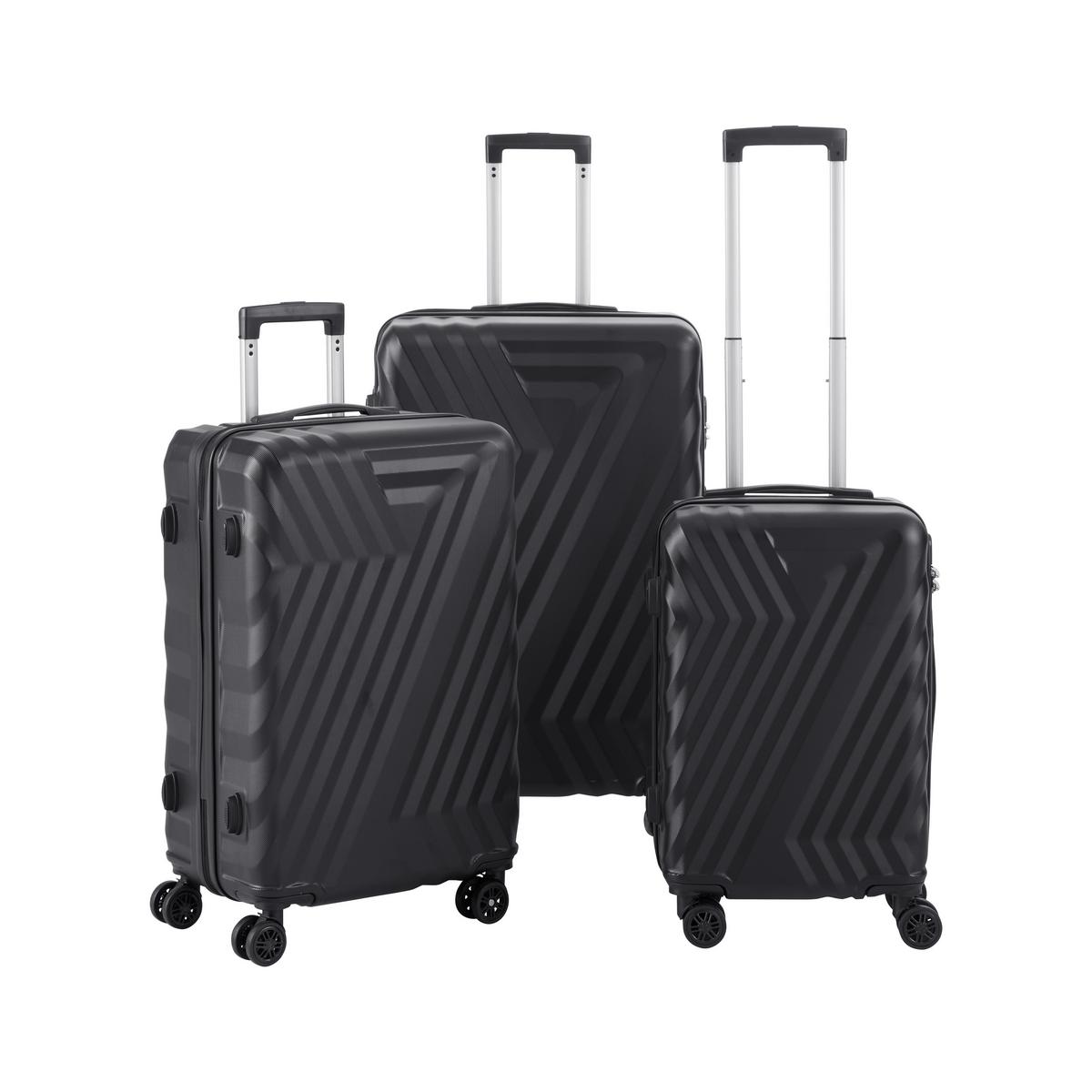 Reisekofferset Budapest Schwarz, 3-teilig - Schwarz, KONVENTIONELL, Kunststoff/Textil - Mömax