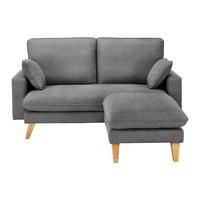 Ecksofa Leinenoptik - Dunkelgrau/Buchefarben, Modern, Holz/Textil (154/155cm) - Bessagi Home