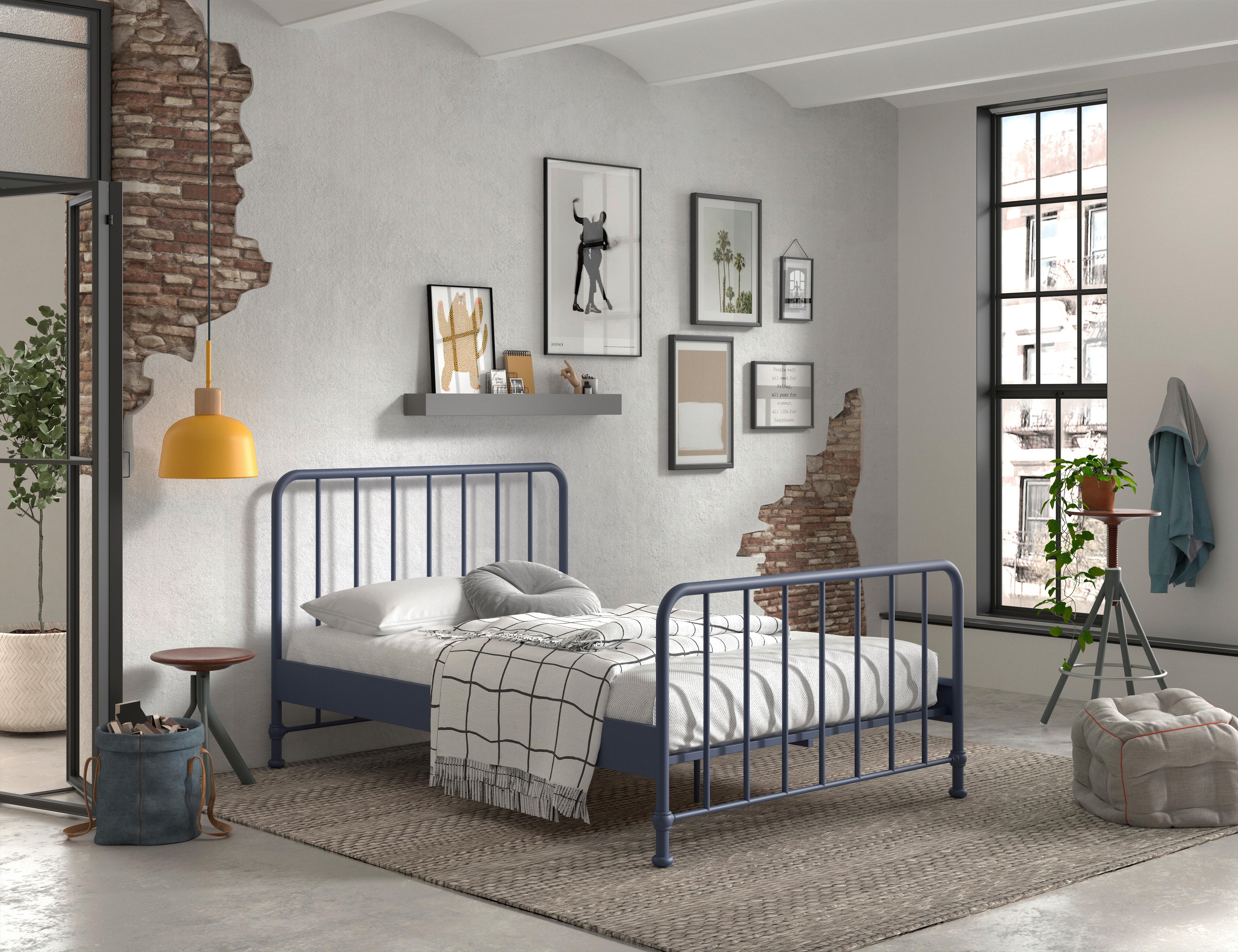 Kinderbett BRONXX Blau ca.140x200cm aus Metall - Blau, ROMANTIK / LANDHAUS, Holz/Metall (140/200cm) - Vipack