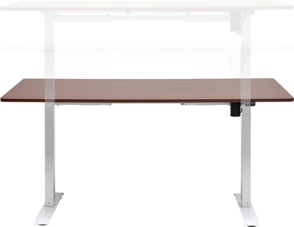 BIURKO ALGHERO - biały/kolor orzecha włoskiego, Modern, materiał drewnopochodny/metal (160/80/73-123cm) - Livetastic