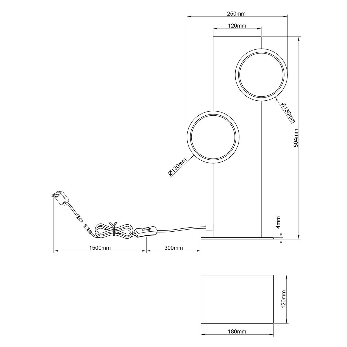 LED-Tischleuchte Cheesy Schwarz/Hellbraun max. 12 Watt - Hellbraun/Schwarz, Natur, Holz/Metall (50,4/25/12cm) - Brilliant