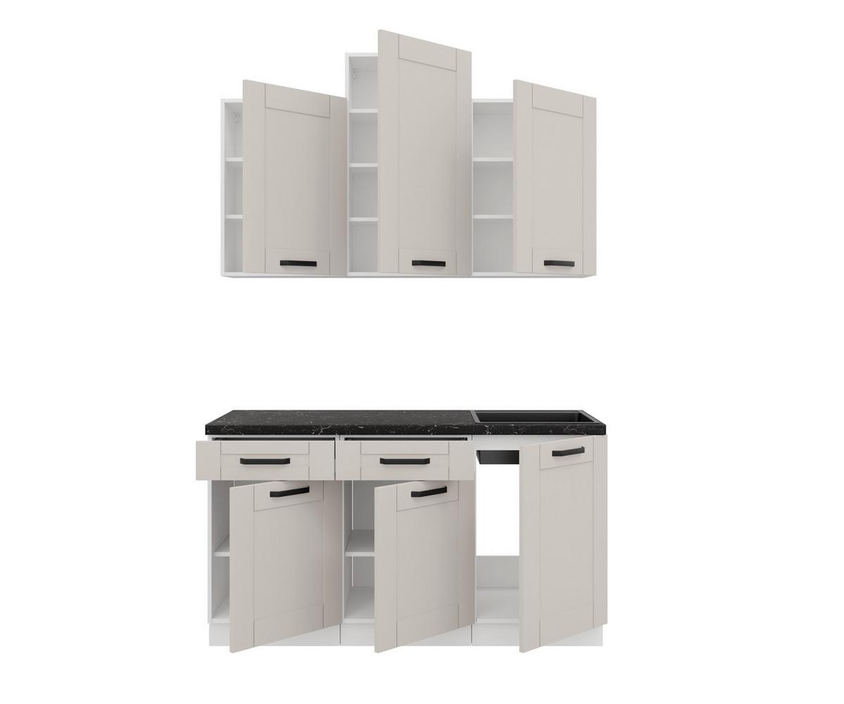 Blok Kuhinja Luna - bela/bež, Moderno, metal/pločasti materijal (150/218-236/60cm) - Modern Living