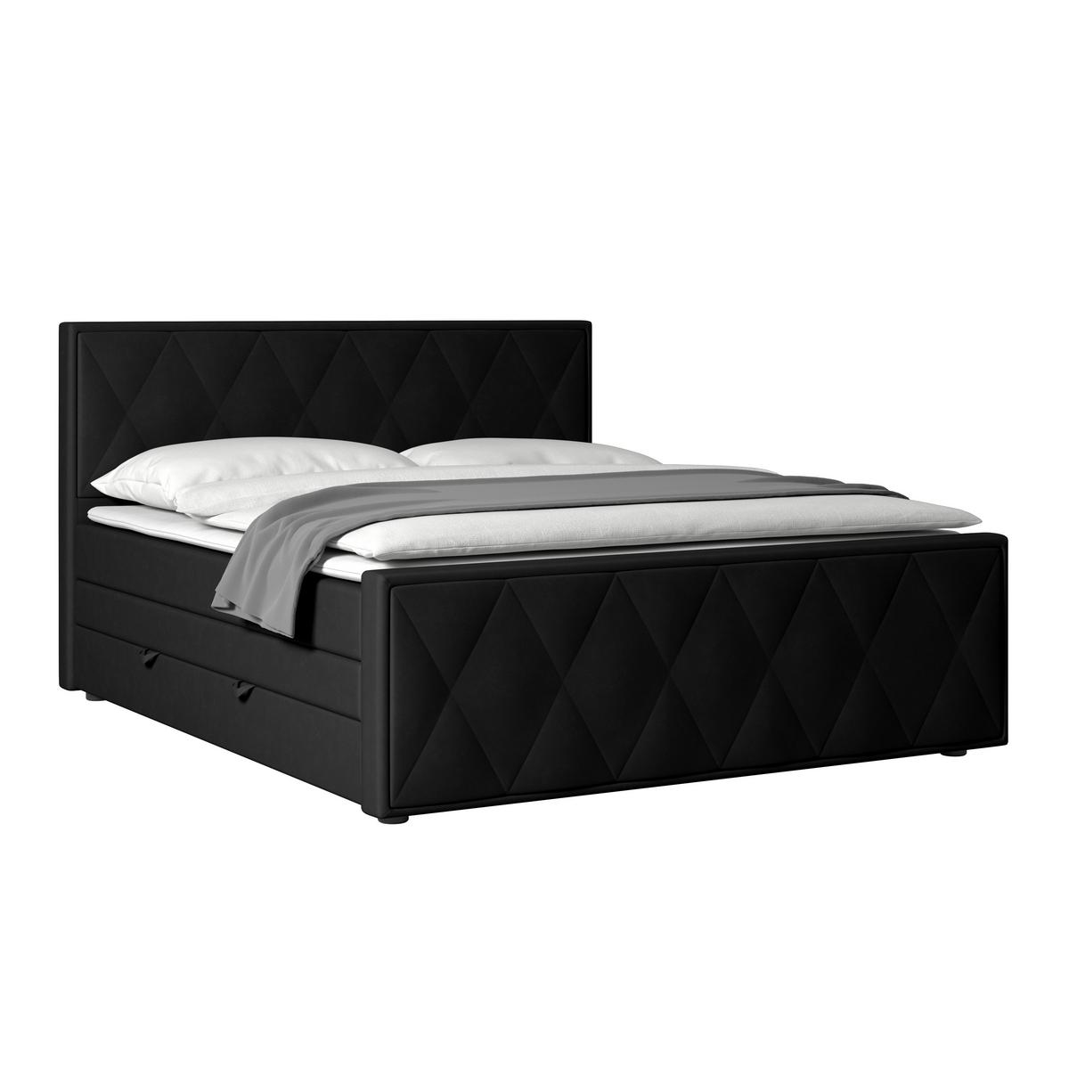 Boxspringbett Porto ca. 180x200 cm Schwarz - Schwarz, MODERN, Holzwerkstoff/Kunststoff (180/200cm) - MID.YOU