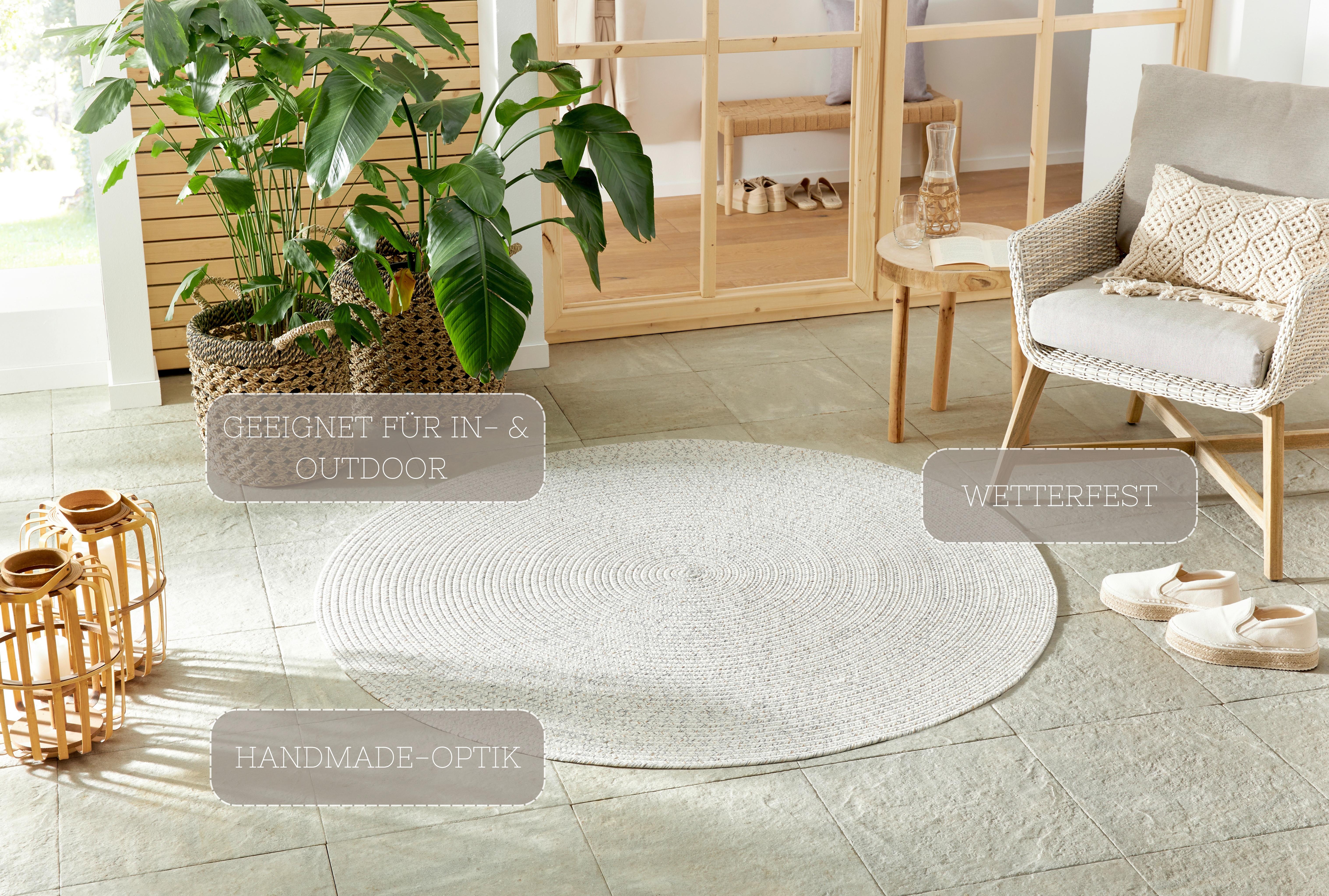 Outdoorteppich Trenzado Creme Ø ca. 150cm - Multicolor/Creme, Design, Kunststoff (150cm) - Hanse Home