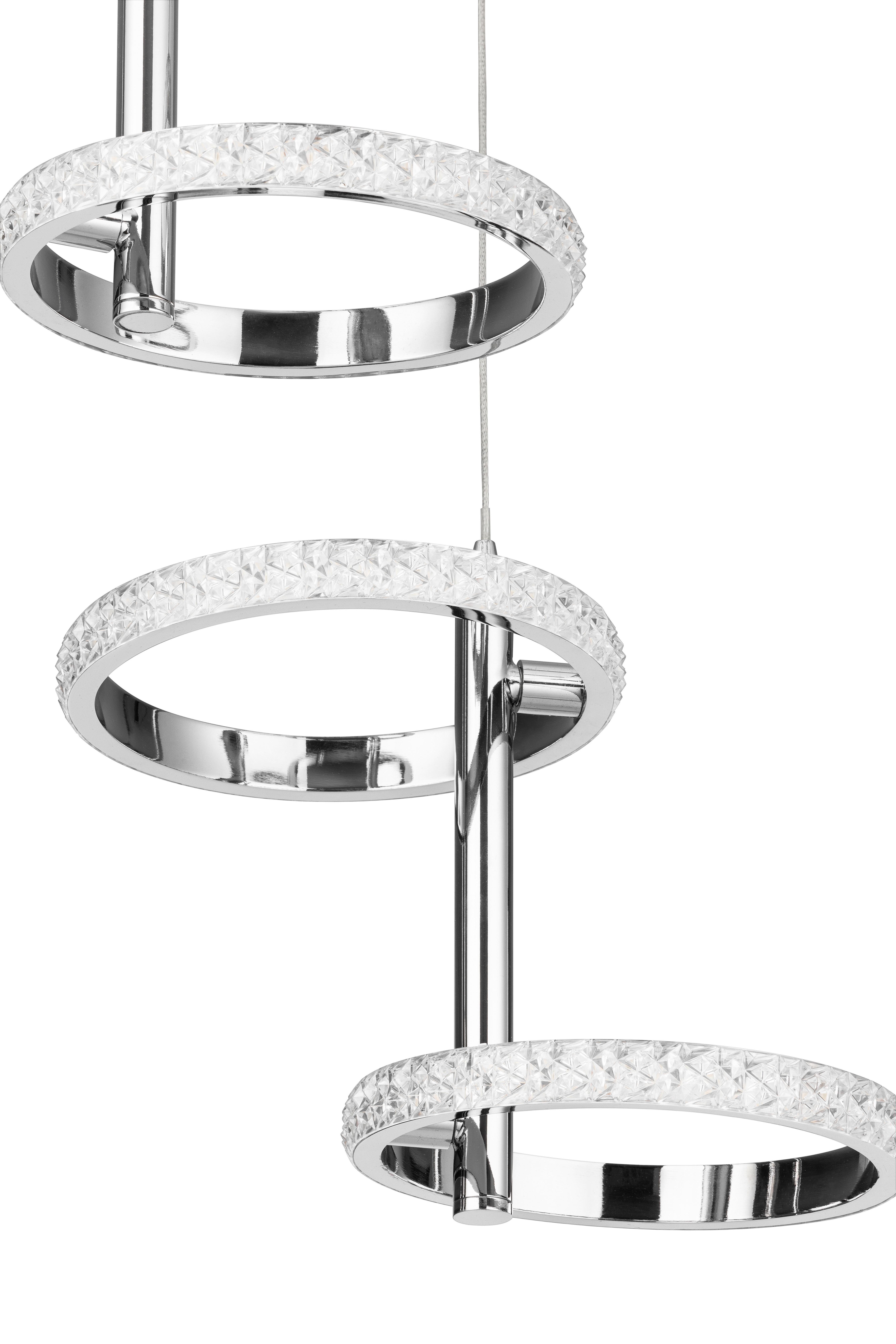 LED-HÄNGLAMPA RONG - kromfärg, Modern, metall/plast (45,5/45,5/120cm)